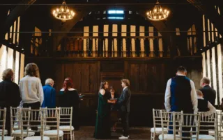 A wedding ceremony in the Great Hall.